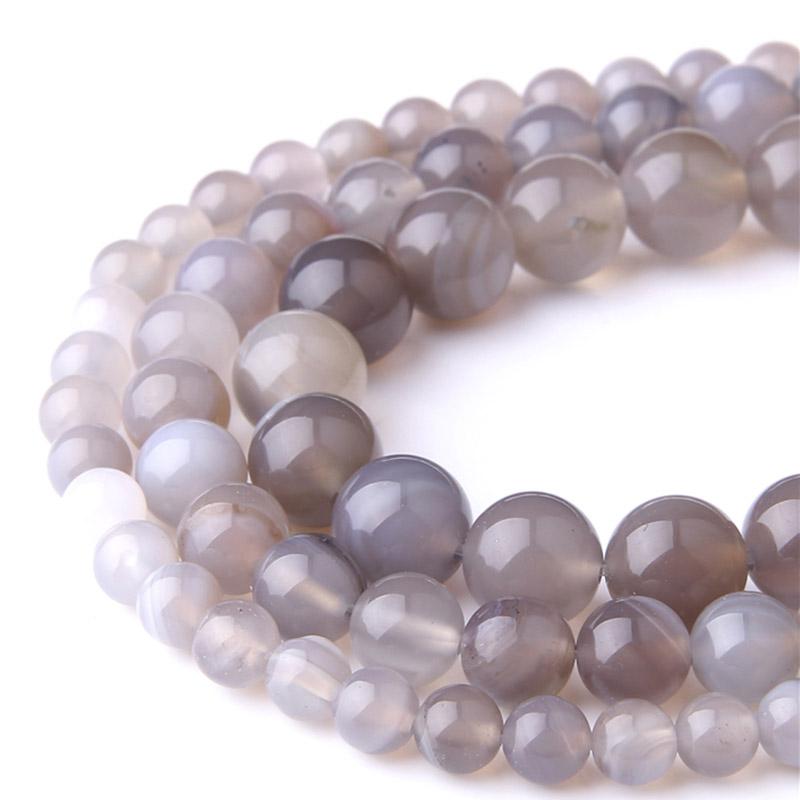 

Other Natural Grey Stripe Agates Beads 4 6 8 10 12mm Round Polished Loose Onyx Stone For DIY Bracelet Making AccessriesOther