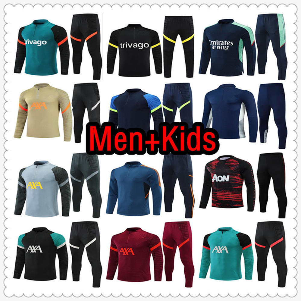 

Mens and kids soccer tracksuit 2122 jersey football Adult chandal futbol survetement foot maillot retro player version