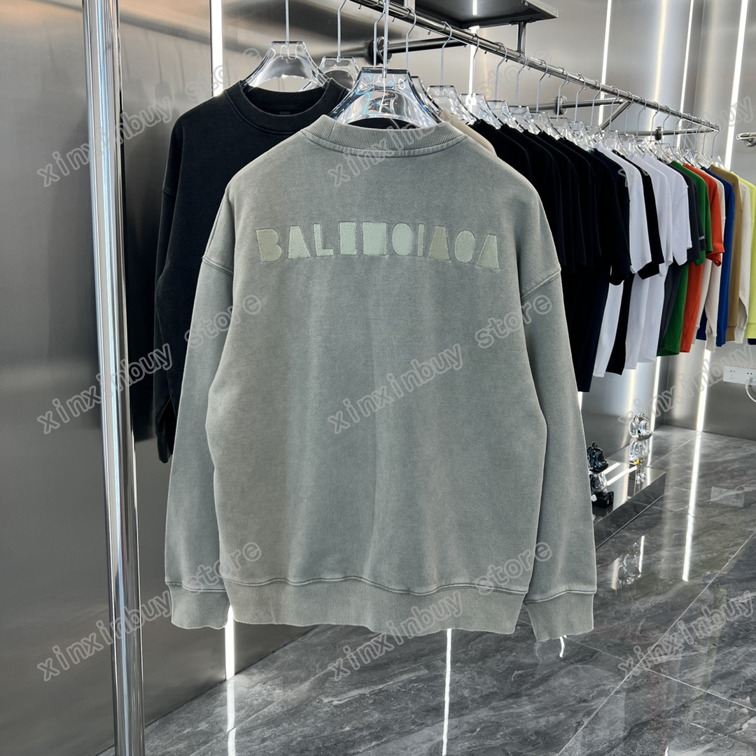 

xinxinbuy Men women designer Sweatshirts DESTROYED Embroidery Paris black green S-2XL