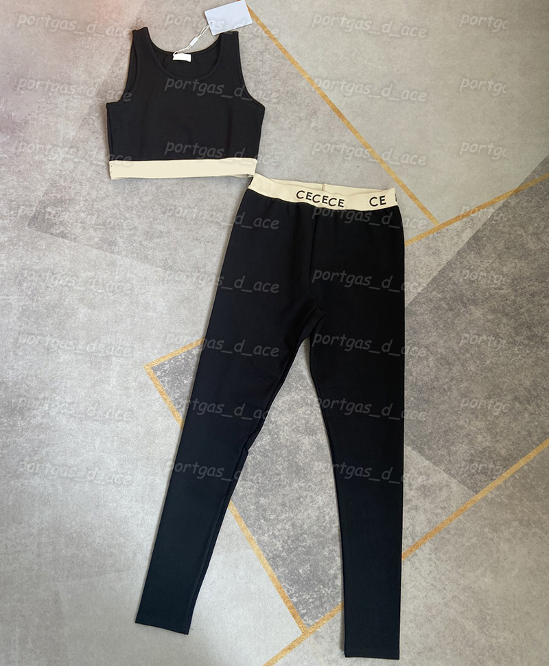 

Letter Printed Yoga Outfits Womens Summer Slim Tracksuits Running Jogging Cycling Tank Tops Leggings Girls Tracksuit, Black with tag