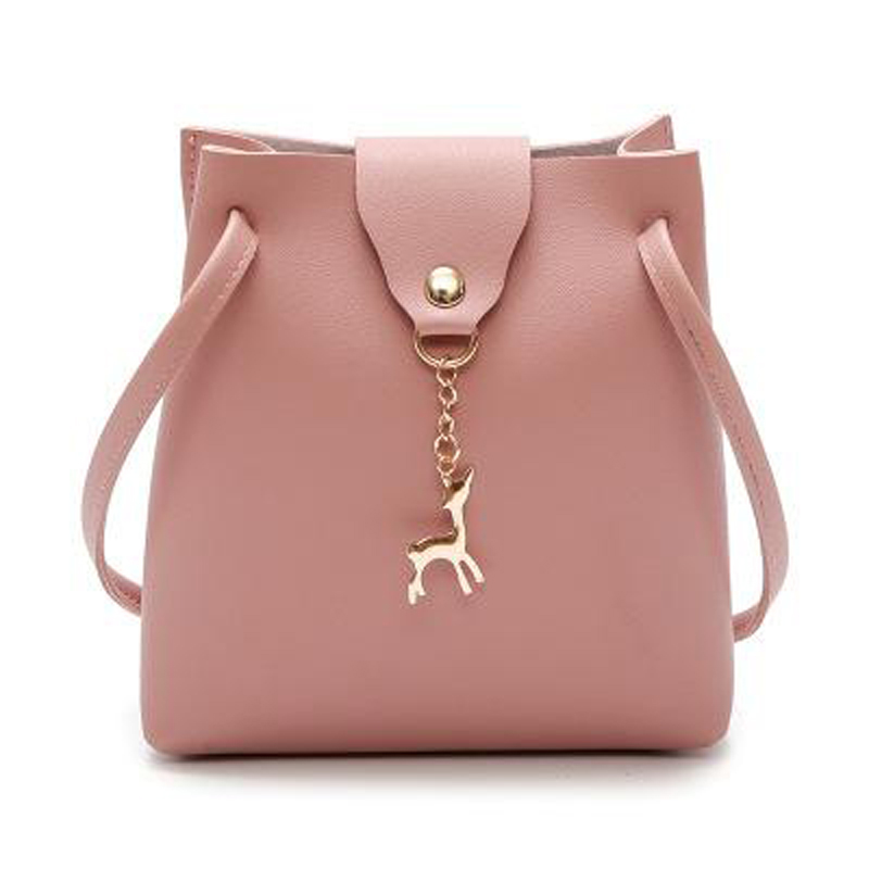 

HBP Package female student girl with small bag trend Messenger bagS female Korean fashion deer bucket handbag, Red