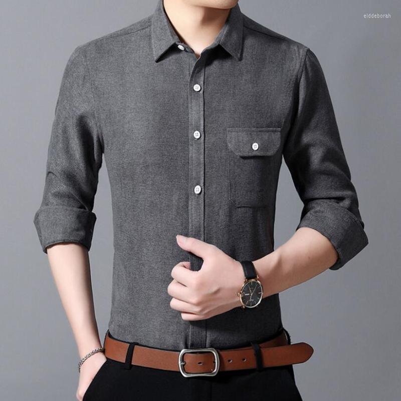 

Men's Dress Shirts Men Shirt Long Sleeve Solid Fashion Social Business Casual Slim Daily Youth Trend MenMen's Eldd22, Black