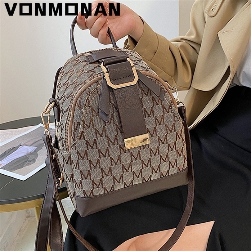 

Classic Knitting Letter Women Small Backpack Designer Luxury School Bag for Teenager Girls PU Leather Rucksack Shoulder Sac 220815, Coffee