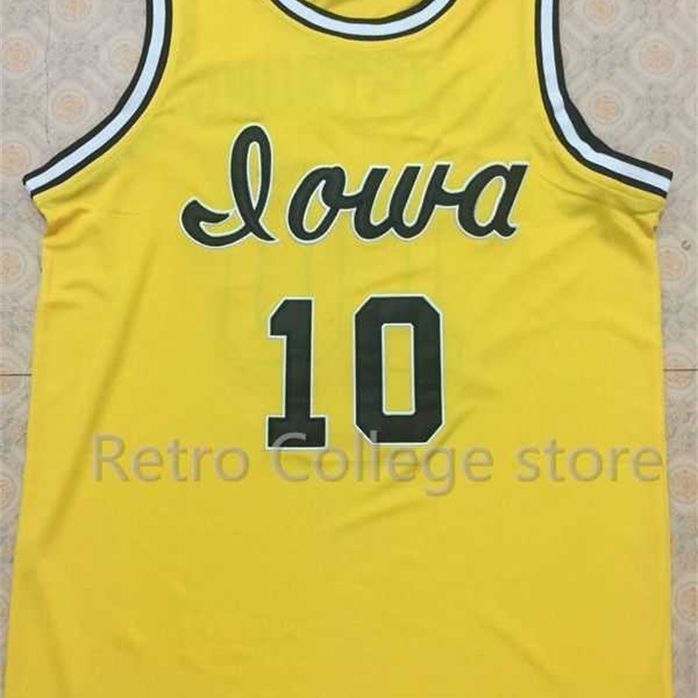 

Sjzl98 #10 B.J. ARMSTRONG Iowa Hawkeyes college basketball jersey Retro Throwback Customize any size number and player name, Yellow