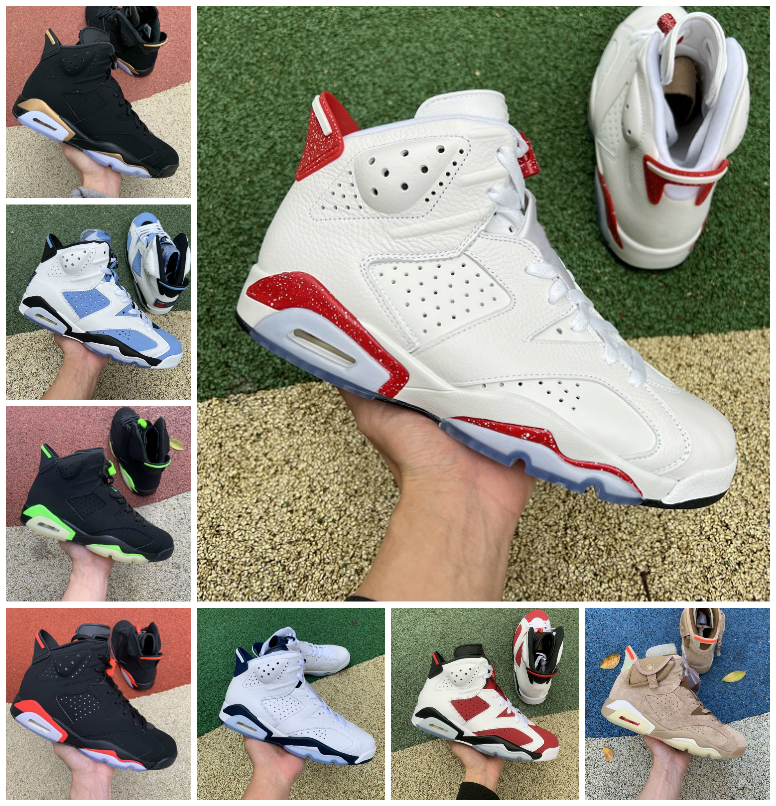 

Basketball Shoes 6 6s Mens Georgetown UNC White Oreo Maroon Travis British Khaki Mint Foam Black Infrared DMP Electric Green Metallic Silver Sport Designer Sneakers, Bubble package bag