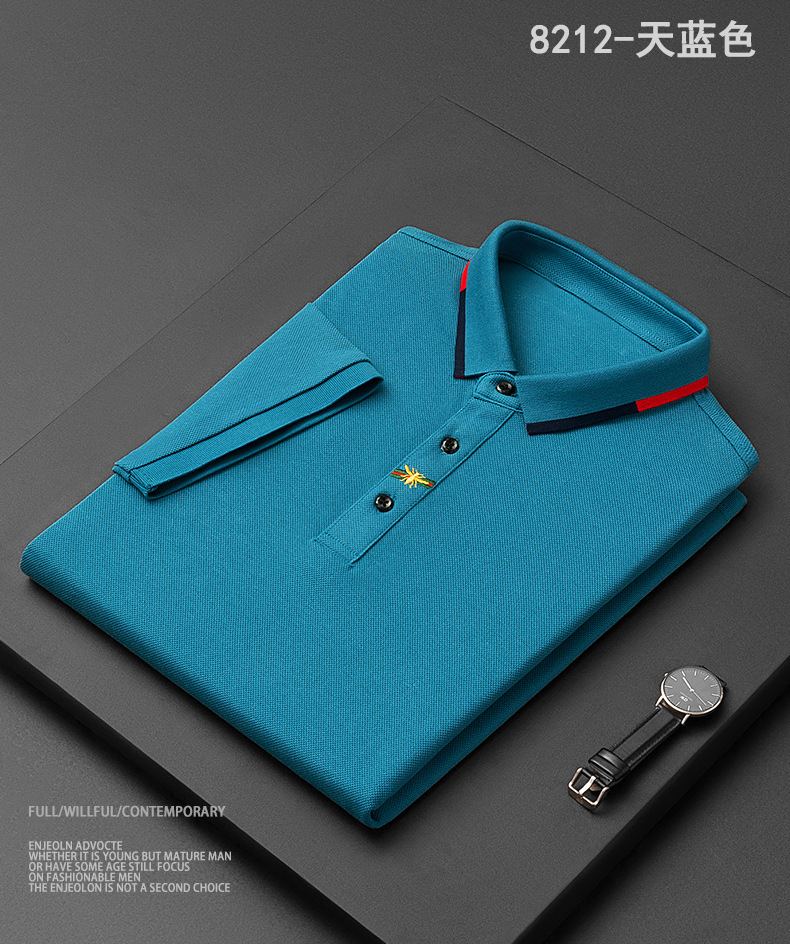 

high-end Brand Paul short-sleeved T-shirt men Bee polo shirt 100% cotton lapel Business Korean summer Embroidery Men's clothing 220402, White