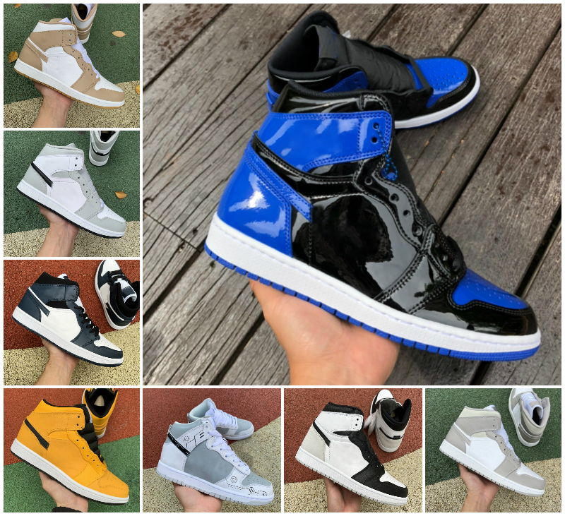 

Jumpman 1 1s OG Mens Women Basketball ShOes Visionaire Patent Green Royal University Blue Dark Mocha Twist Milan Armory Navy Light Smoke Grey Seafoam Tan Gum Sneakers, Bubble package bag