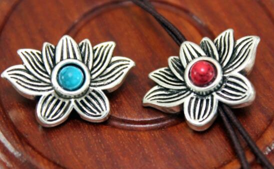 

20mm Tibetan Silver lotus Turquoise Bead Antique Loose Bead Spacer Connectors for DIY Jewelry Making bracelet fgez