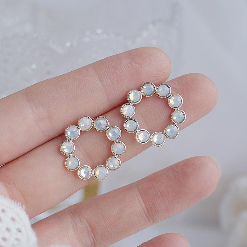 

Stud Korean Fashion Round Gemstone Circle Women Earring Romantic 14K Real Gold High Quality Simple Earrings Jewelry PendantStud
