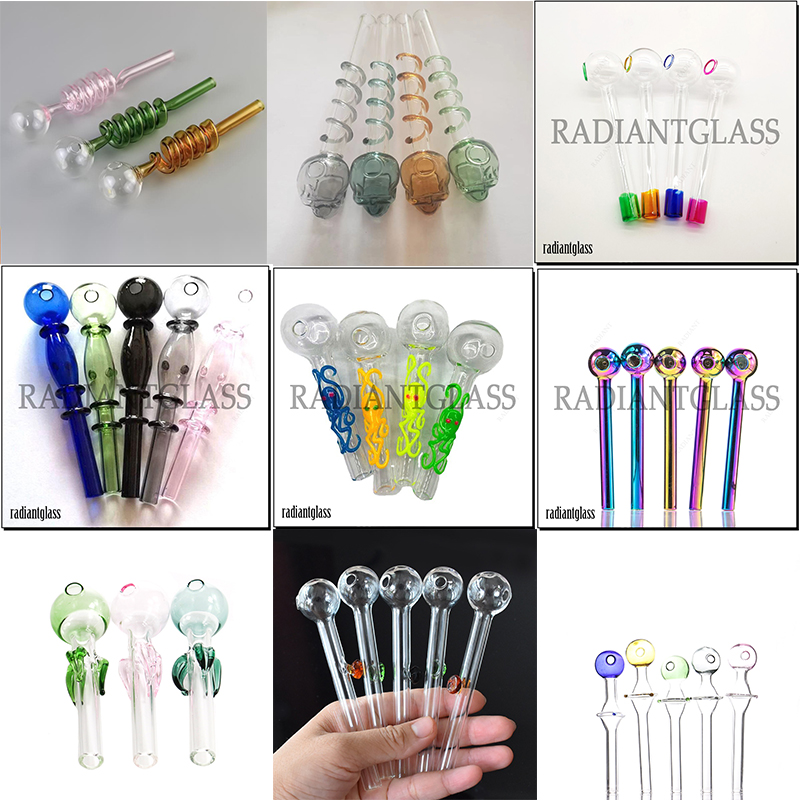 

Glass Oil Burner Pipe mixed 14 styles Nano plating Pyrex Colorful quality pipes Great Tube tubes Nail tips