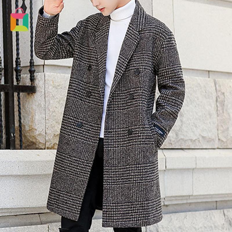 

Men's Wool & Blends 2022 Fashion Winter Warm Long Style Overcoat Male Black White Plaid Coat Outwear Plus Size Glittery Viol22, 1c