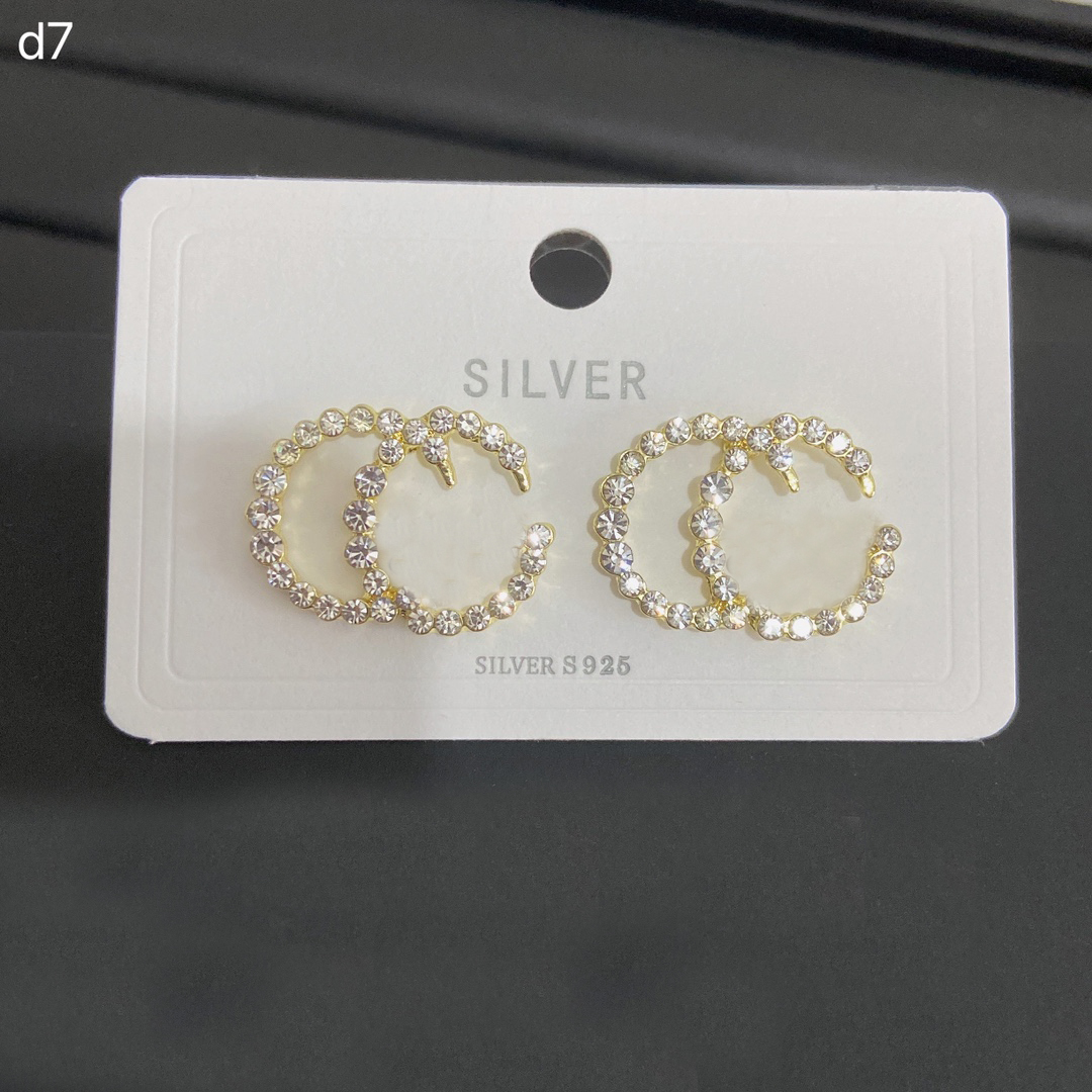 

20style 18K Gold Plated Double Letter Stud Luxury Brand Alloy Long Letters Earrings Women Pearl Crystal Alphabet Wedding Simple Jewelry Gift