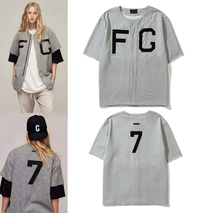 

Designer Vintage Oversized Sweat Luxe White Tshirt Fog Season 7 Fg Mainline 7th Baseball Sticker Fugui High Street Fashion Shirt Men and Women, W31 picture color