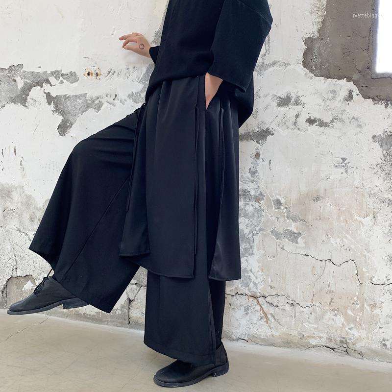 

Men' Pants Men' Trousers Spring And Autumn Loose Wide Leg Casual Large Bell Bottoms Nine Minutes Cargo Yamamoto StyleMen, Black
