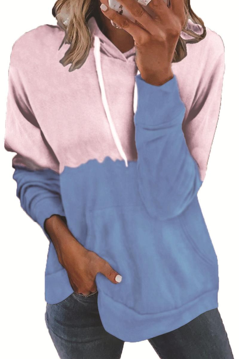 

Women' Hoodies & Sweatshirts Women Patchwork Hooded Pullover With Pocket Autumn Casual Color Block Jumper Long Sleeve Drawstring FemaleWome, Green