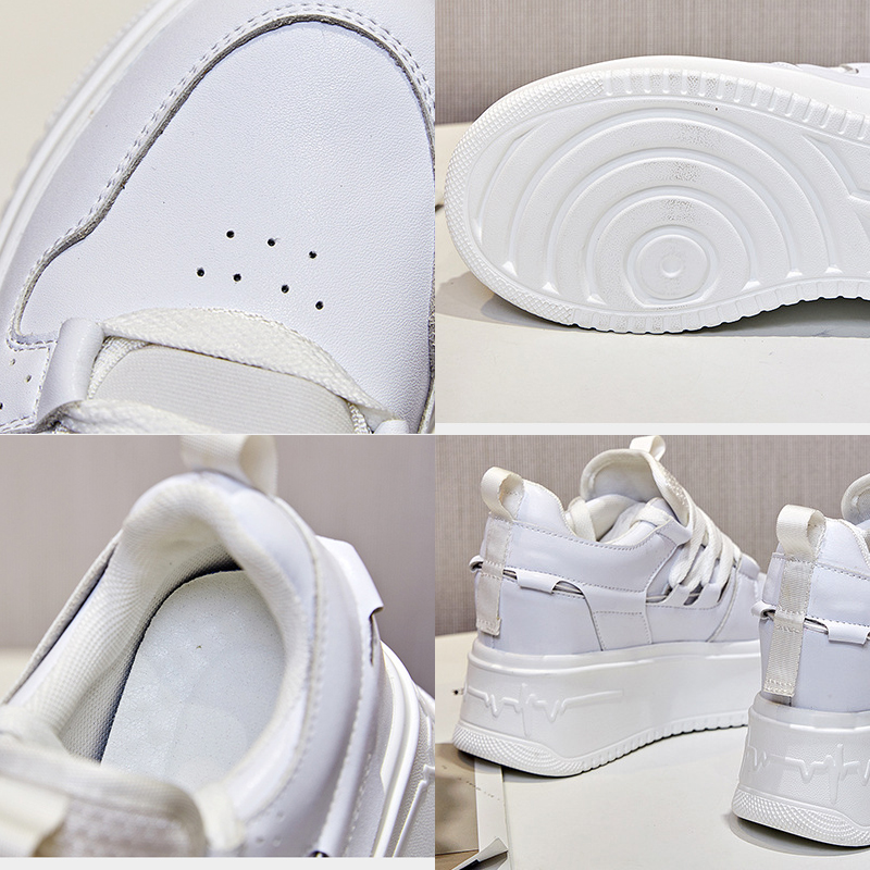 

9cm Hidden Heel Platform Sneakers Wedge Shoes for Women Fashion Sneakers Genuine Leather Breathable Summer Shoes Spring, White