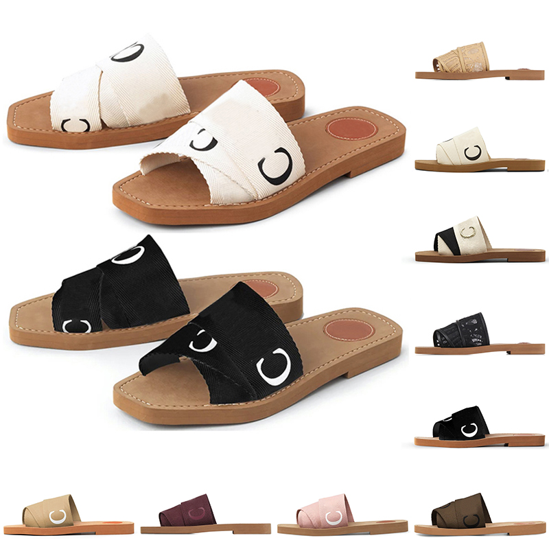 

women slides sandals designer slippers sandales Woody flat mule in canvas White Black Grey Green soft pink sail navy blue summer sandal fashion beach shoes sliders, 36-45 usa