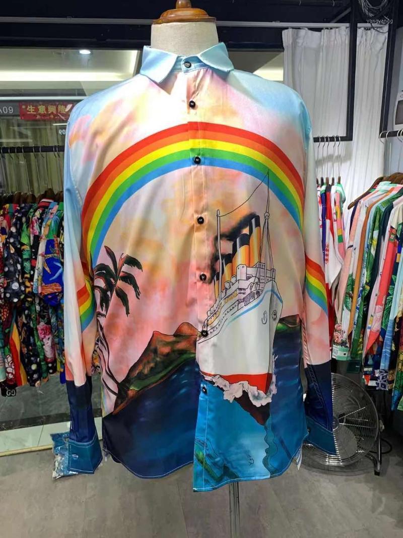 

Men's Casual Shirts W2061 Fashion 2022 Runway Luxury European Design Party Style Clothing, Pink