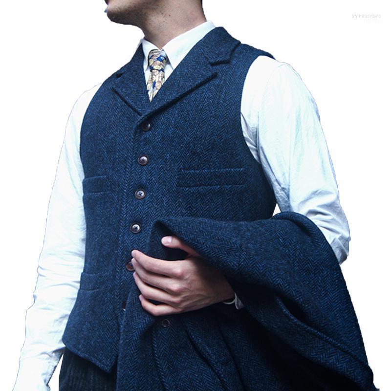 

Men' Vests Herringbone Wool Tweed Slim Fit Leisure Cotton Suit Royal Blue Vest Gentleman Business Brown Waistcoat For Wedding Groom Phin22, Black