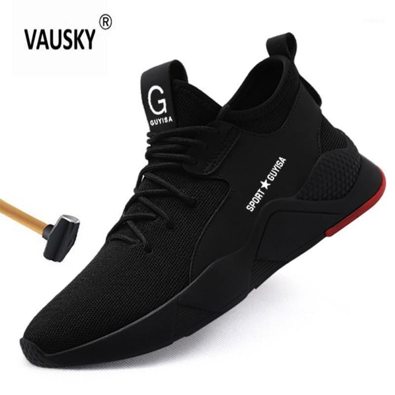 

Men's Work Safety Shoes Outdoor Steel Toe Footwear Combat Ankle Boots Indestructible Stylish Breathable Sneakers, A style black