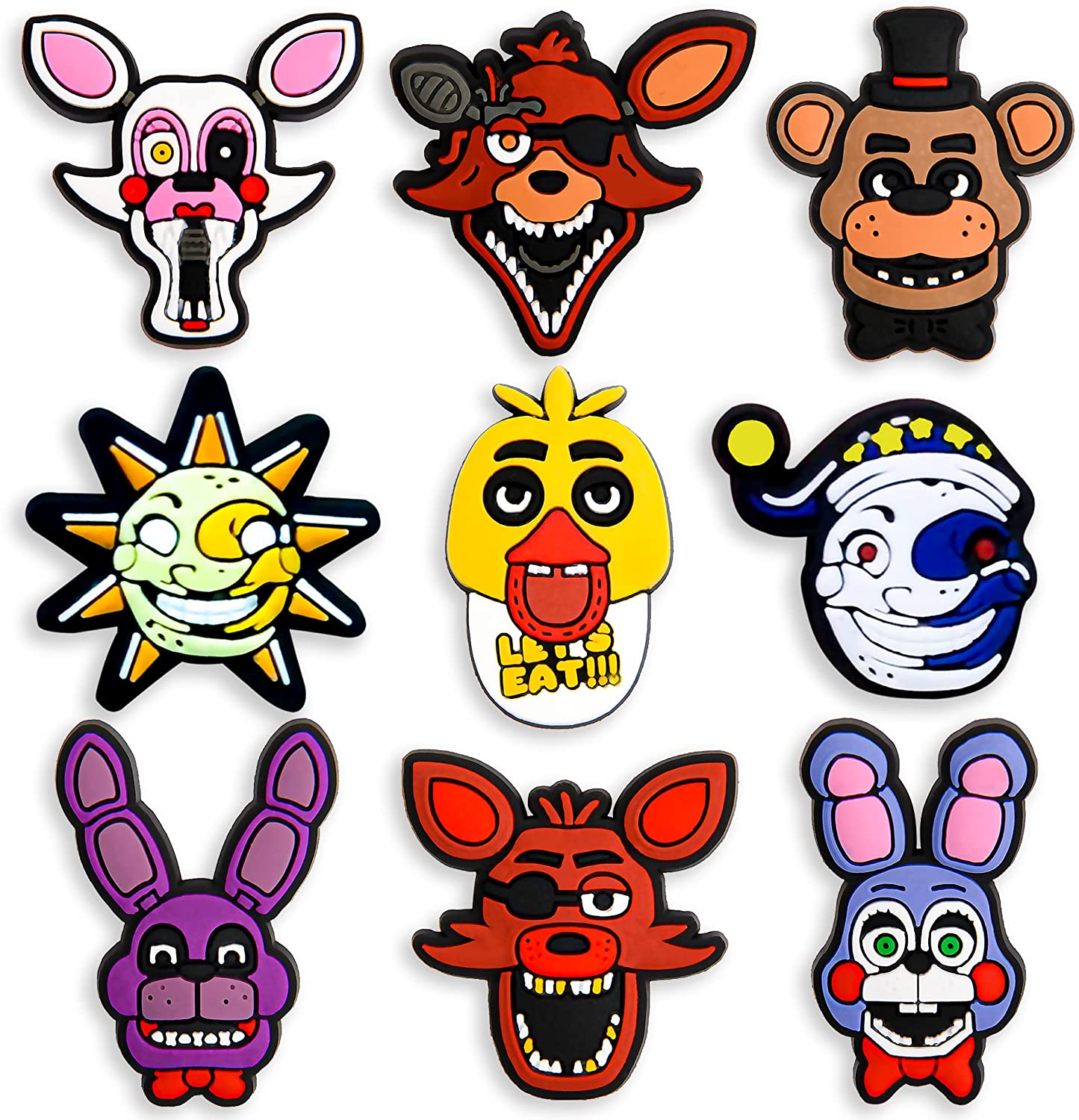 

FNaF Croc Charms Five Nights at Freddys Shoes for PVC Clog Pins Shoe Accessories Cute Decorations fit Croc Birthday Party Favors Supplies Bracelets Gift mix randomly