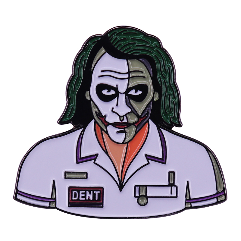 

Joker The Dark Knight Heath Ledger Nurse costume enamel pin Halloween Gotham horror movie gift brooch, As picture