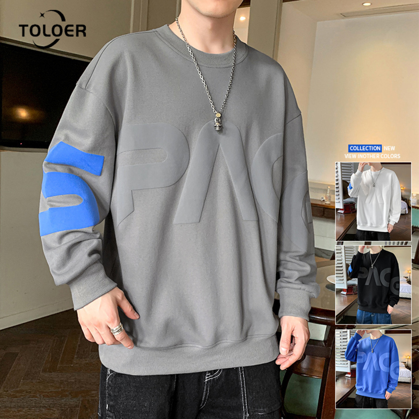 

Men' Fashion Casual Hoodies Round Neck Letter Foaming Printing Sweatshirt Autumn Comfortable Mens All Match Tops, Nxyve55121black