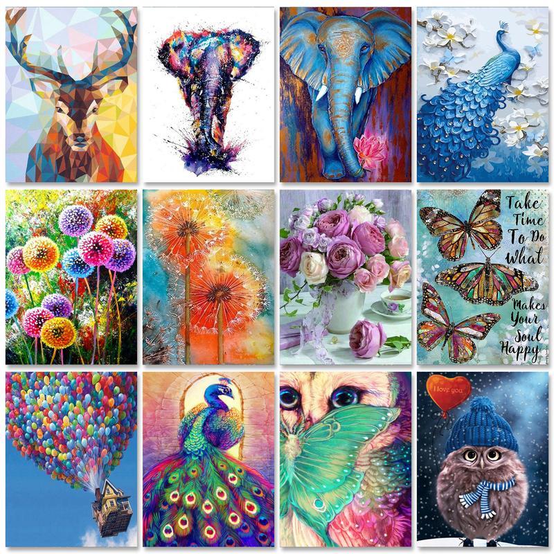 

Paintings Gatyztory Frame DIY Painting By Numbers Adults Picture Canvas Modern Abstract Kits Handpainted Oil For Home