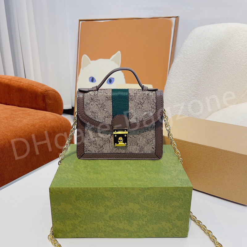 2022 New Mini Shoulder Bag Womens Chain Bag All Match Fashion Retro Style Letter Print Brown