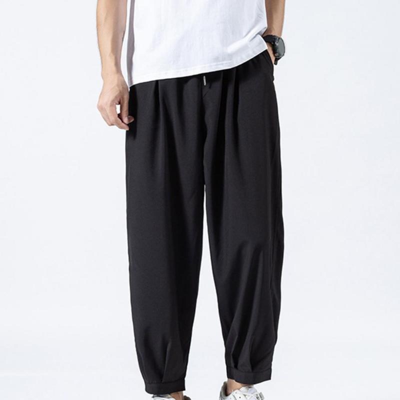 

Men's Pants Young Style Pockets Deep Crotch Men For Home Ninth, Black