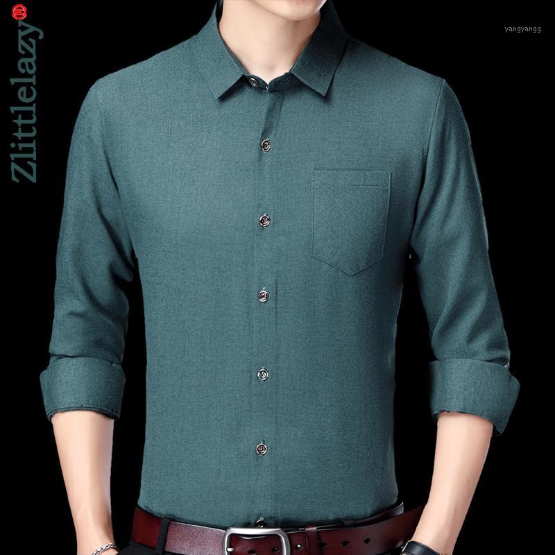 

Brand Long Sleeve Men Social Shirt Streetwear Casual Pocket Solid Shirts Dress Mens Slim Regular Fit Clothes Fashions 90801 Men, Blue