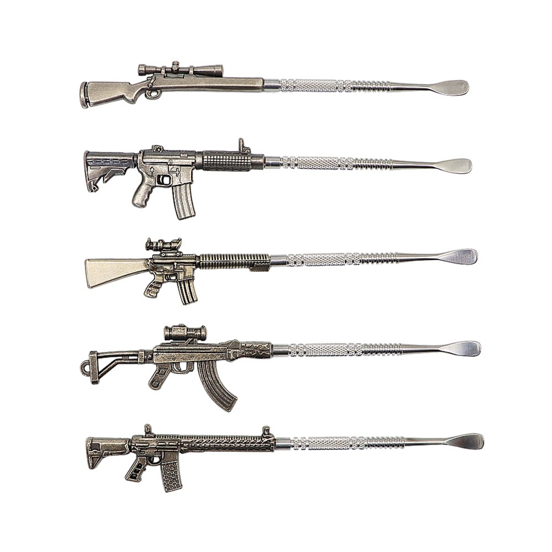 

Gun Style Dab Tools Wax Carving Tool Dabber Tool Atomizer Tank Metal 160mm Long Jar Stick Spoon Ear Pick for Dry Herb Titanium Nail