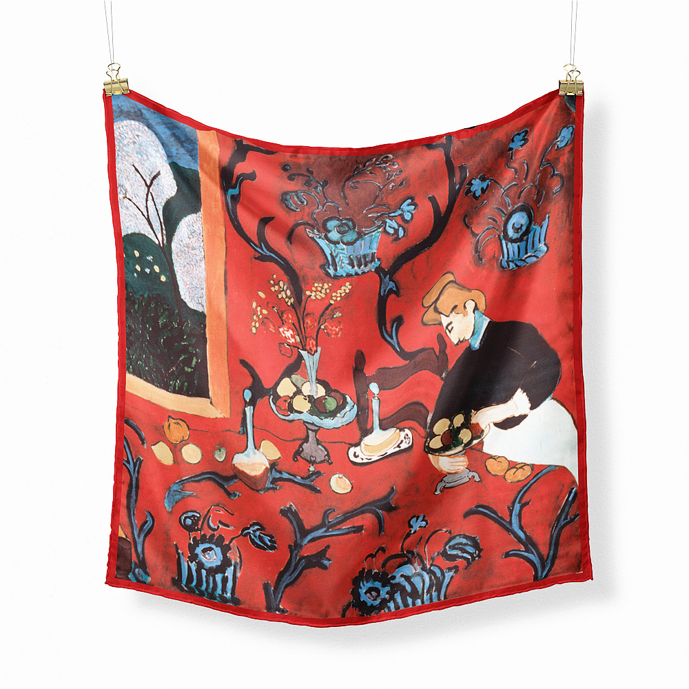 

53cm Fashion Scarf For Women Oil Painting Series Twill Satin Printed Bandana Hijab Bag Scarves Shawl For Women