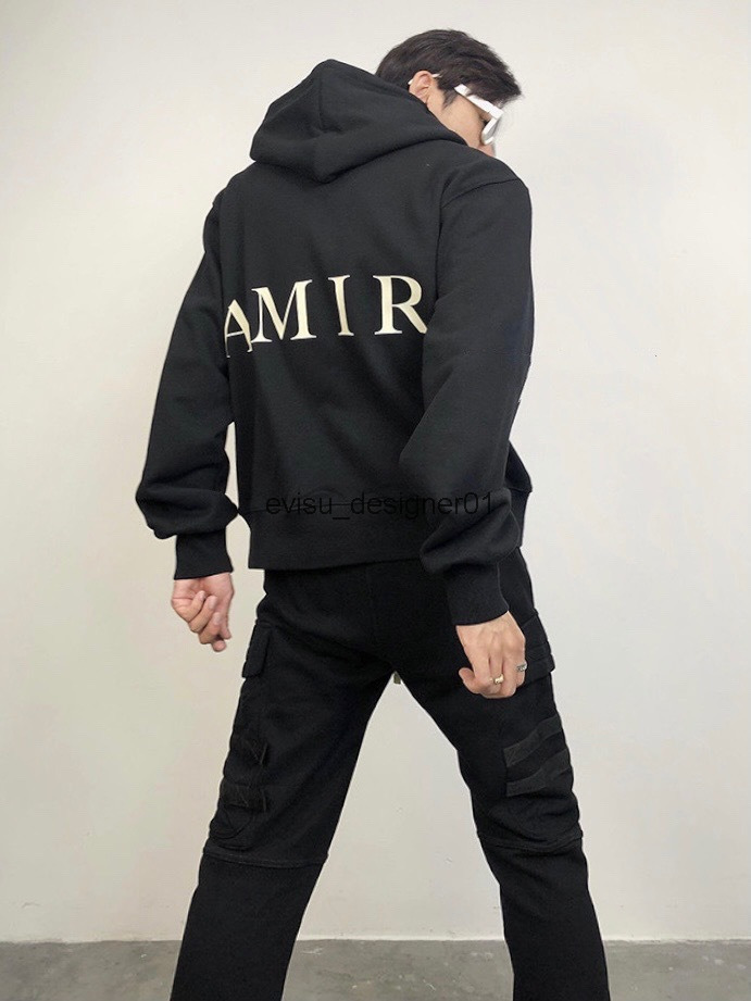 

Correct version amirs autumn and winter three-dimensional offset letter high street drawstring men' and women' Hooded Sweater 01, Black