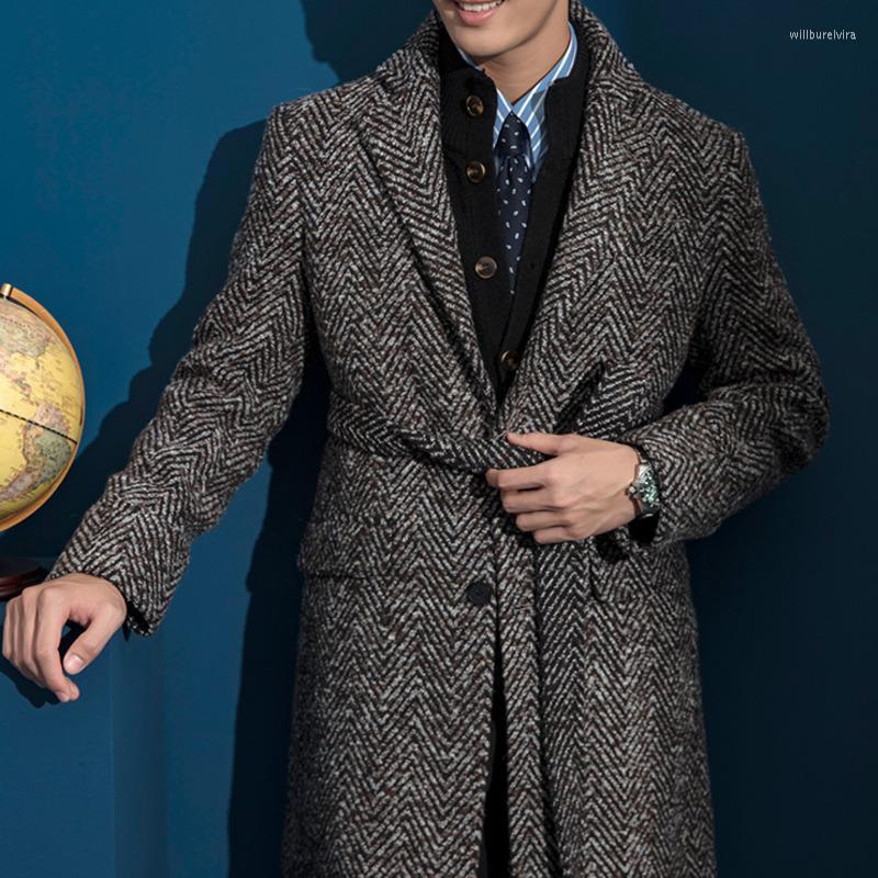 

Men's Wool & Blends Casual Tweed Coat Men Business Trend Mens Trench Leisure Overcoat Chaqueta Larga Hombre Invierno 2022 Will22, Black