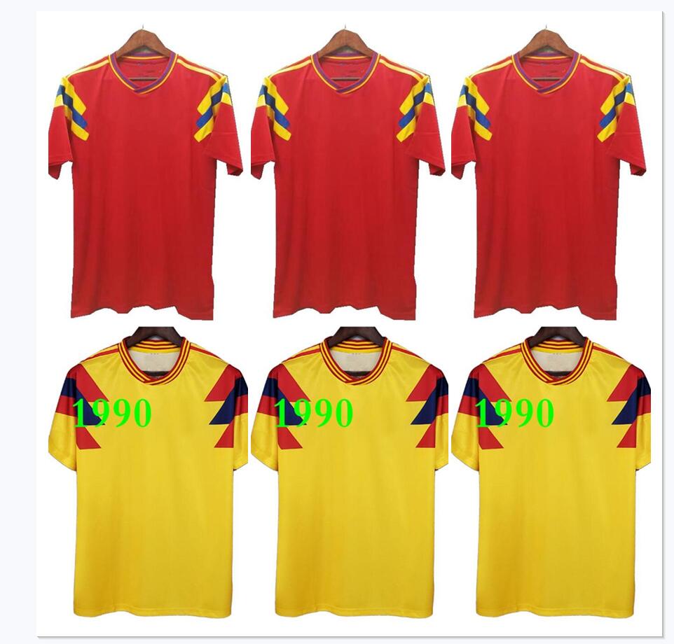 

#10 Valderrama Colombia 1990 Retro soccer jerseys away home yellow red classic commemorate antique Collection vintage football shirts Escobar Guerrero top quality