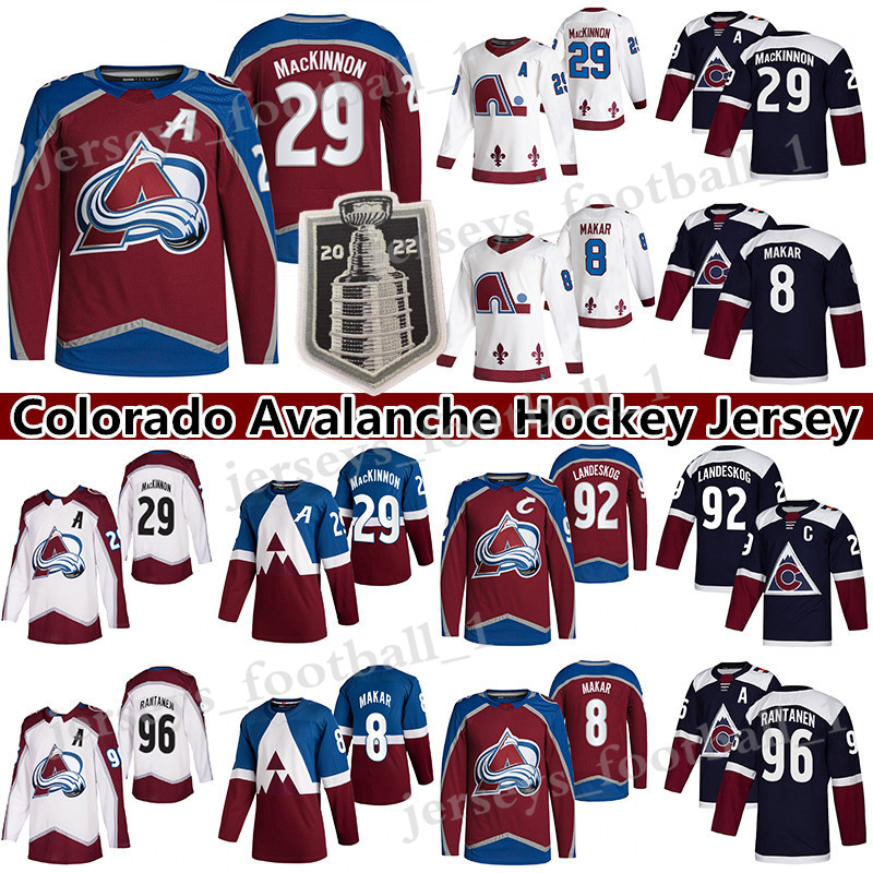 

Colorado Avalanche hockey jersey 29 Nathan MacKinnon 8 Cale Makar 96 Mikko Rantanen 92 Gabriel Landeskog 4 Bowen Byram 21 Peter Forsberg 19 Joe Sakic jerseys, White reverse retro