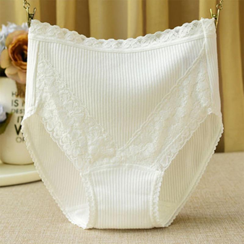 

Women High-waist Cotton Underwear Breathable Panty Seamless Lace Trim Comfortable Large Size Panties, Yellow