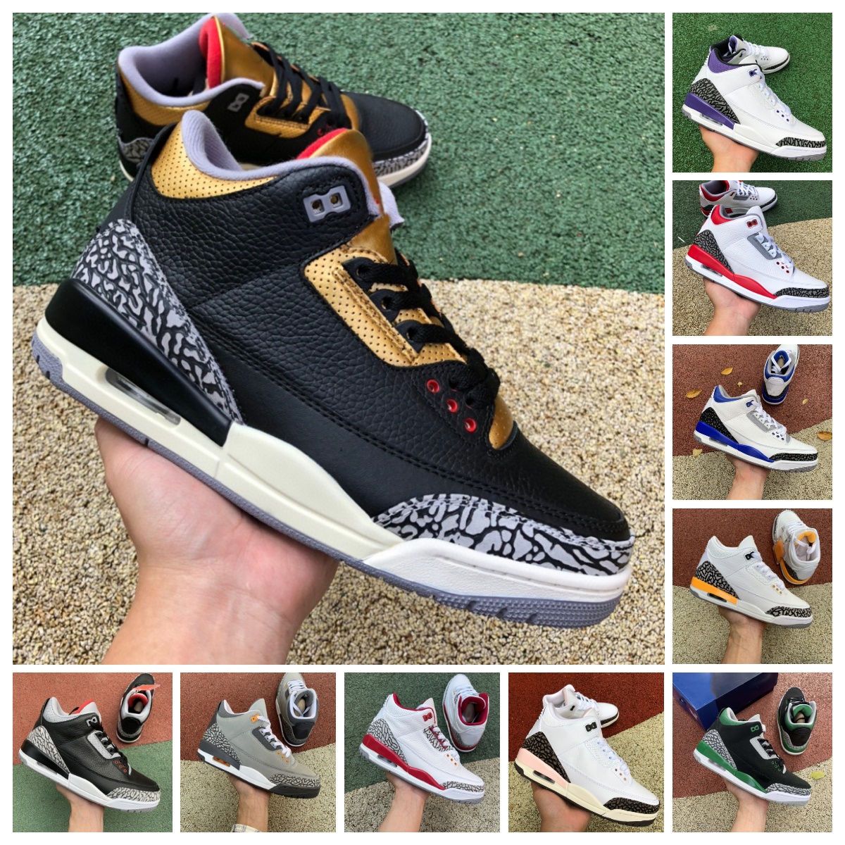 

Cardinal Red 3 3s Mens Basketball Shoes Jumpman Racer Blue UNC Cool Grey Pine Green Dark Mocha Pure White Black Cement Court Purple A Ma, J350