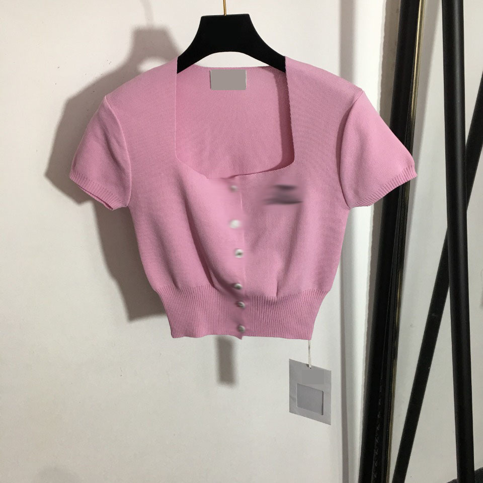 

41 L 2022 Milan Runway Spring Brand SAme Style T Shirt Short Sleeve High Quality Square Neck White Black Fashion Clothes High Quality Womens meiyi