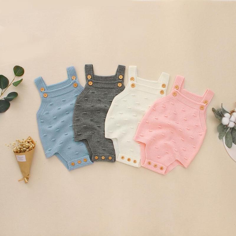 

Rompers Baby Bodysuits Sleeveless Born Bebes Girl Onesie Tops Fashion Solid Color Toddler Kids Boys Knit Jumpsuit 0-18M Children WearRompers, 82w556 blue