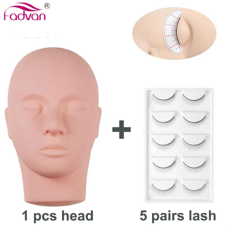 

False Eyelashes Eyelash-Lashes Training Mannequin With 5 Pairs Eyelash Extension Flat Head Practice Lashes ExtensionFalse