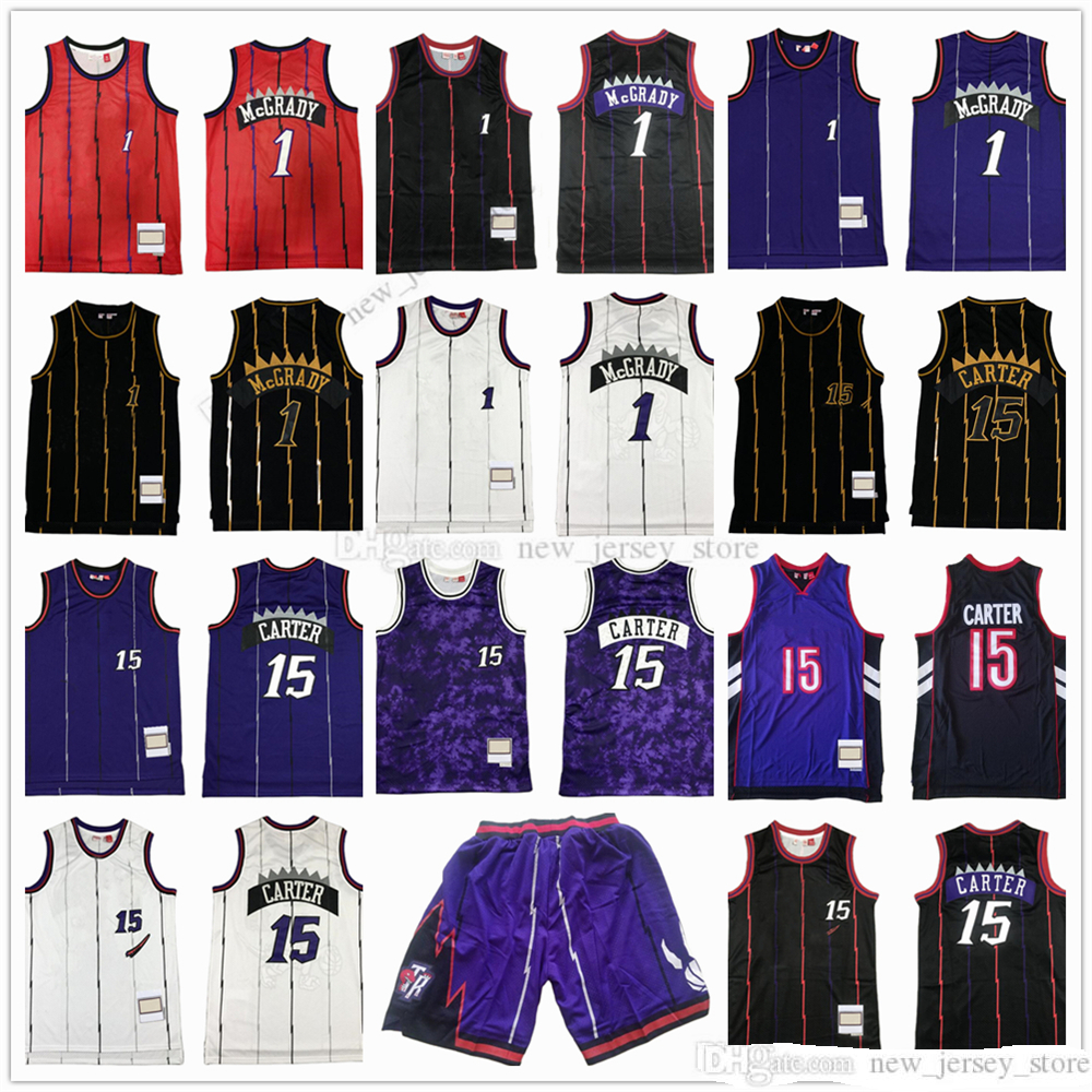 

Mitchell and Ness Basketball 1 Tracy 15 Vince McGrady Carter Jerseys Retro Stitched 1998-99 Purple Red Black White mans Jersey Shorts, As picture (with team logo)