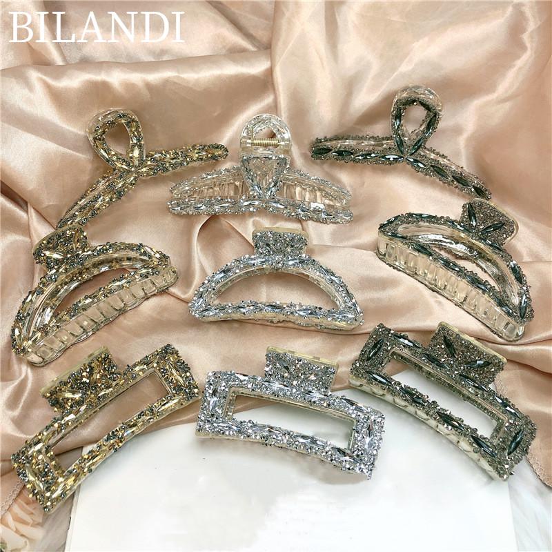 

Hair Clips & Barrettes Bilandi Fashion Crystal Clip For Women Elegant Square Geometric Barrette Girls Hairpin Claw Head AccessoriesHair