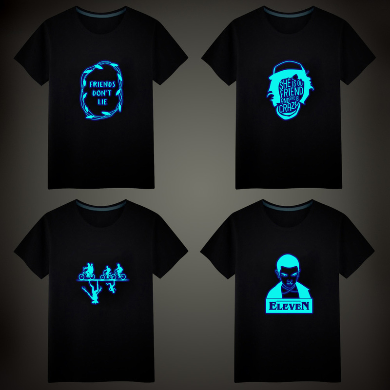 

Stranger Things Christmas lamp Letter Fluorescent Luminous T shirt Unisex Tops Vest Tees Short sleeve Men Kids T Shirt 220611, 07