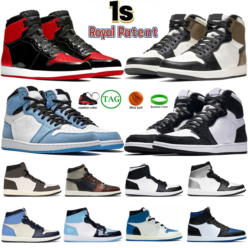 

OG Jumpman Men Women Basketball Shoes retro 1s Mens Sneaker Bred Patent Chicago Royal University Blue UNC Fearless Womens Sneakers Trainers Size 36-46, Dark purple 40-47