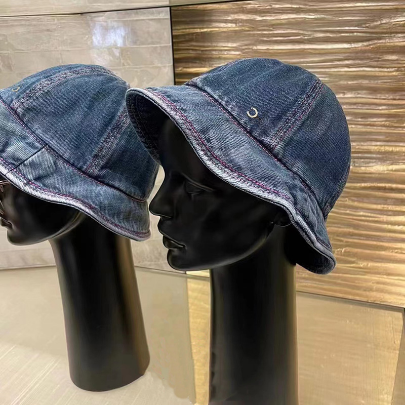 

Fashion Women Bucket Hats Designer Fishman Hat Cowboy Style Cap Pink Sutures Sun Caps Luxury Beach Summer Letter C Vacation New Casquette, Blue