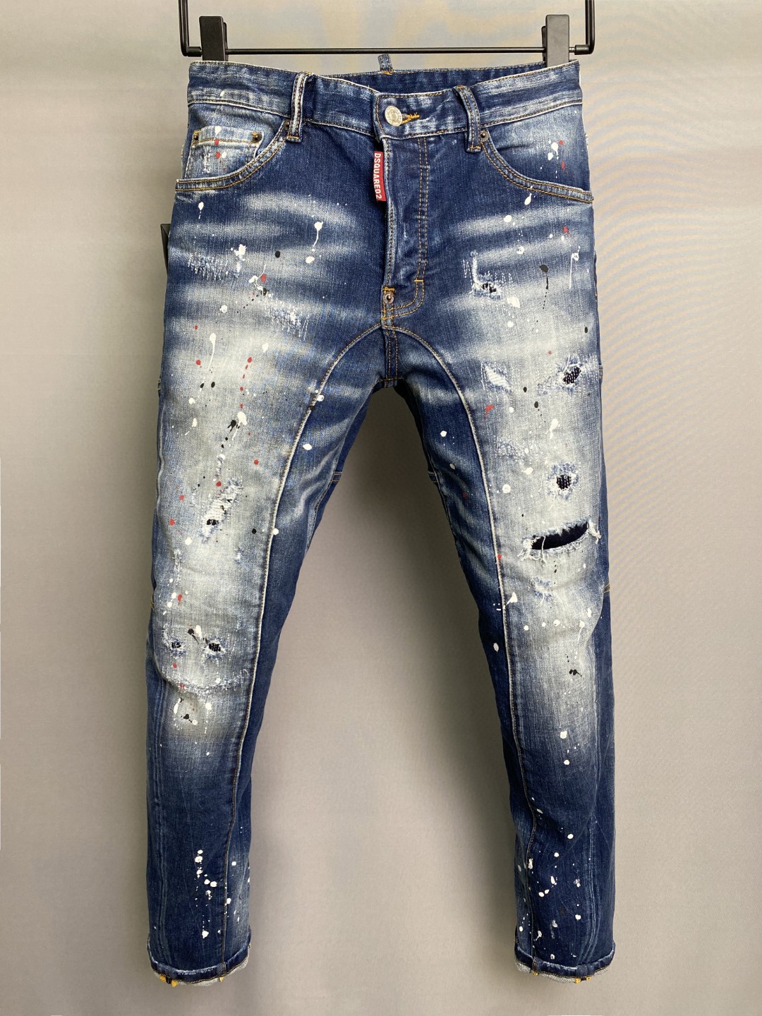 

A507 MAN JEANS hole patch environmental protection point material embroidery logo tide brand jeans do not fade fashion all-match pure cotton micro-elastic
