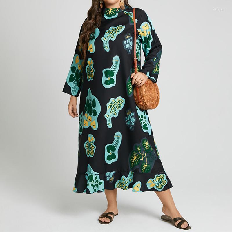 

Plus Size Dresses Sundress VONDA 2022 Autumn Bohemian Women Long Maxi Dress Vintage Floral Printed Sleeve Party Casual VestidosPlus Jasp22, Green