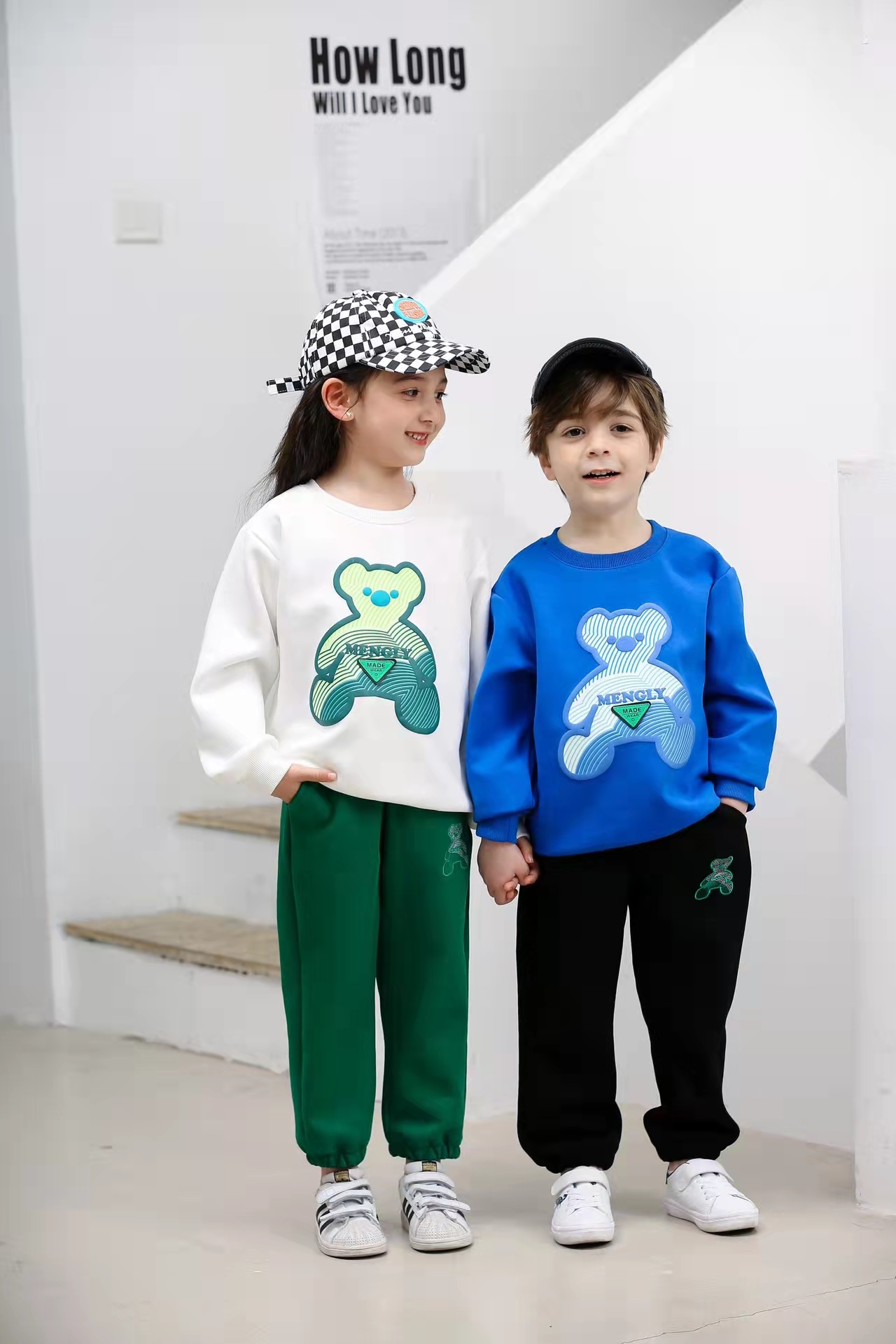 

kid boy and girls summer clothing sets waist+pants set -150cm fashion designer boutique clothes cotton materials wholesale popular 2022, Grass green